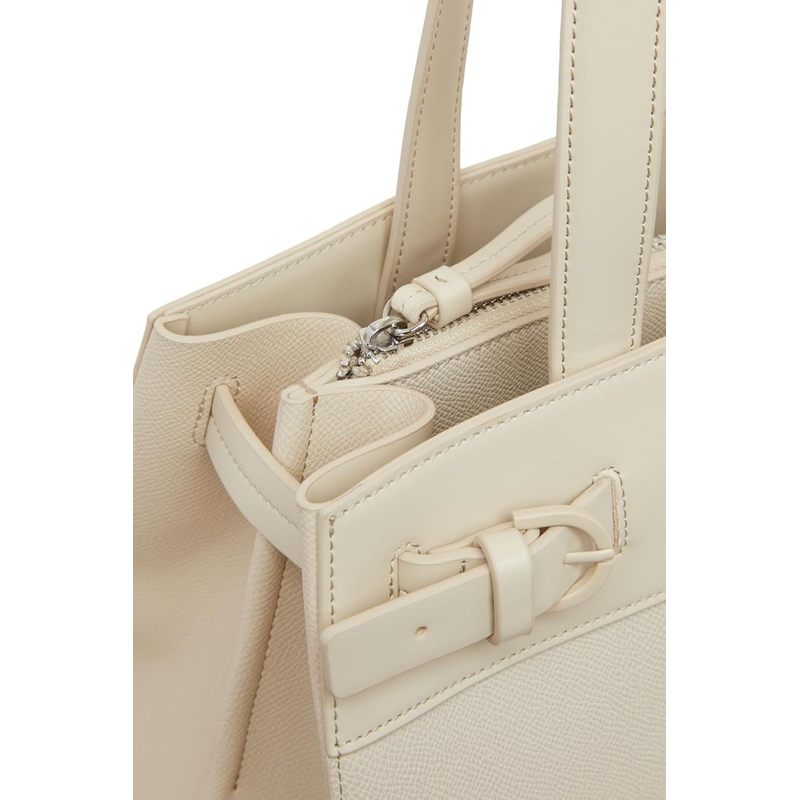Tote Bag with Double Buckle, Inner Compartments, Polyester Lining, Zipper Closure - Versatile Handbag for Women