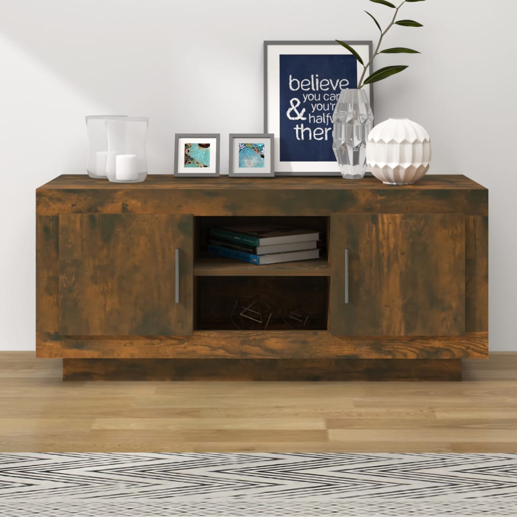Image of Vidaxl Tv Cabinet Lowboard Tv Furniture Table Board Sideboard Tv Stand Tv Table Hifi Cabinet Smoked Oak 102x35x45cm Wood Material