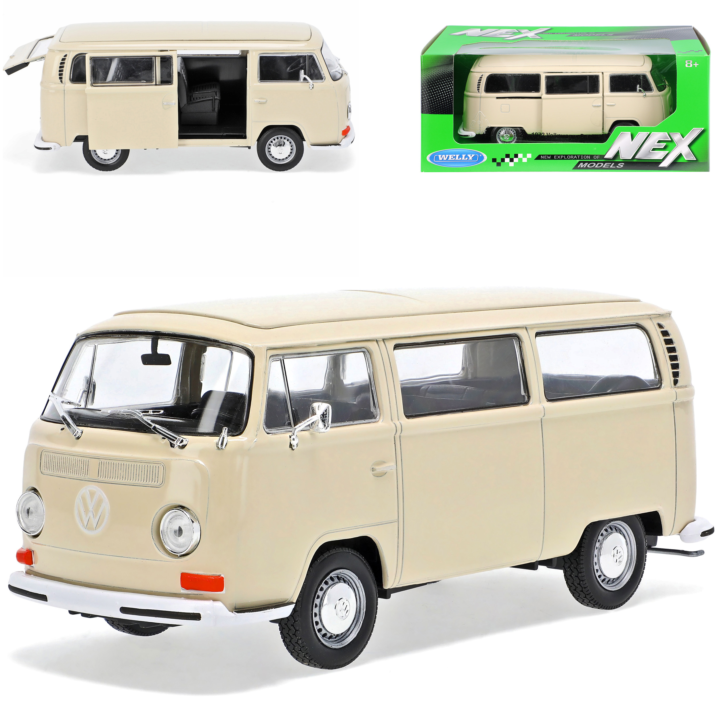 Vw T2 Cream White Bus Transporter 1967-1979 1/24 Welly Model Car