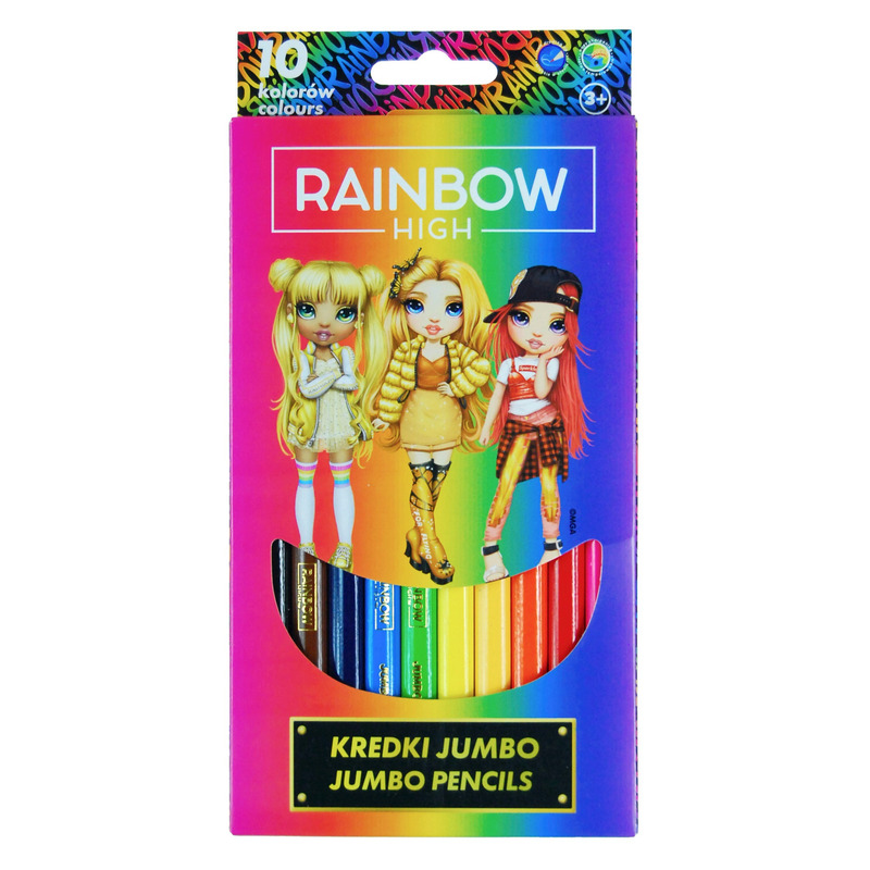 Jumbo Colored Pencils, 10 Colors, Rainbow, High