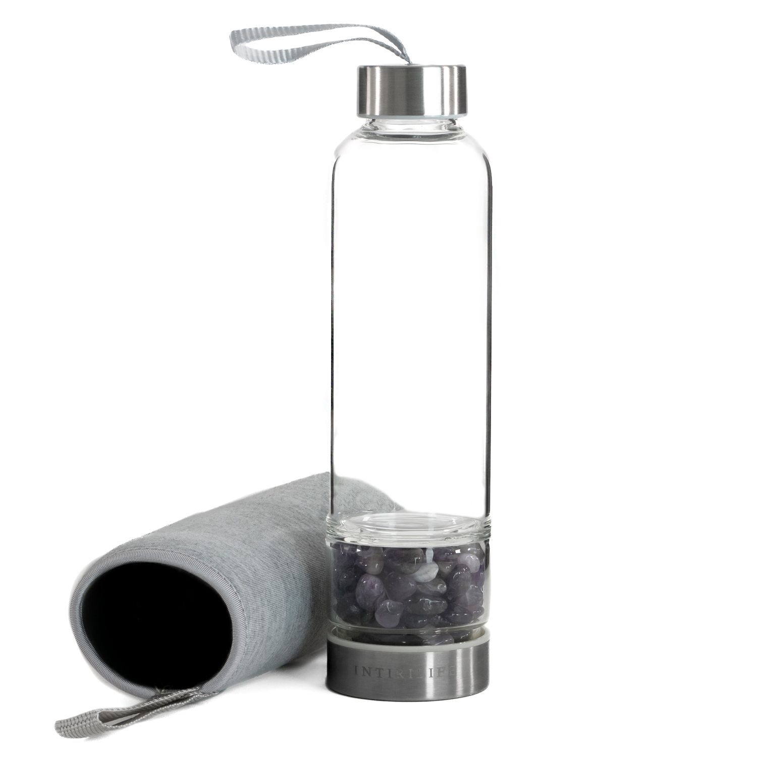Intrilife Water Bottle With Stones, 400 Ml Bottle With Gemstones And Mineral Stones
