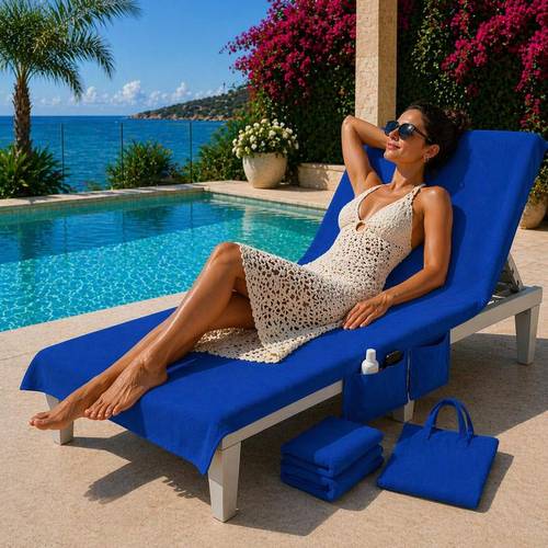 sand free beach chair cover with carry bag 215x75cm sun lounger towel cover for pool beach and