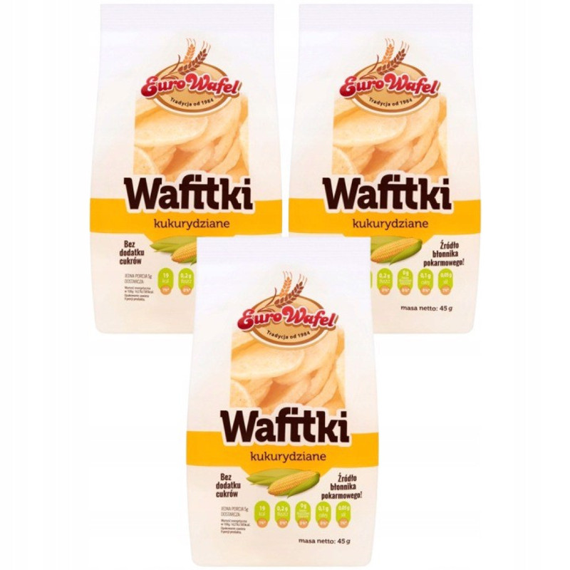 Eurowafel Corn Wafers 45g X 3pcs