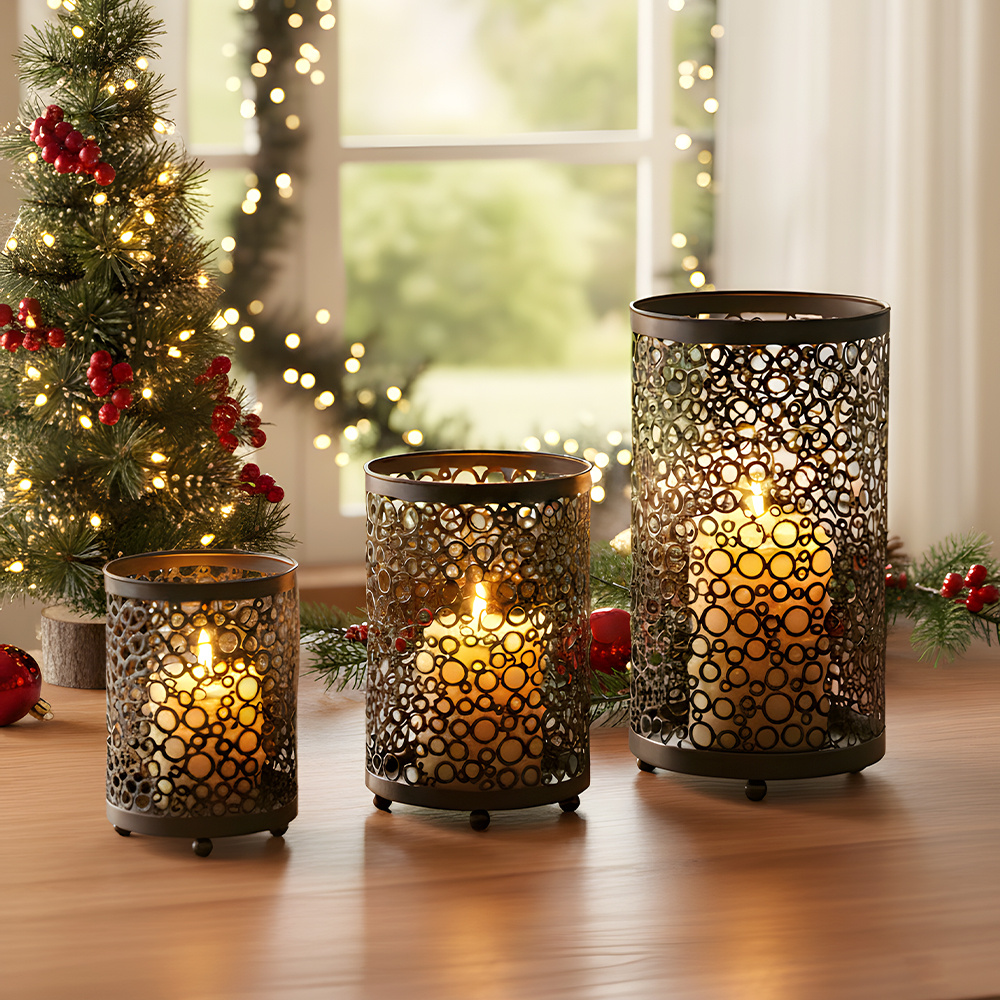 TEMU Set Of 3 Metal Decorative Candle Holders, Vintage Style Tealight Candle Holder Candlestick Fits For Different Kinds Of Candles, Perfect For