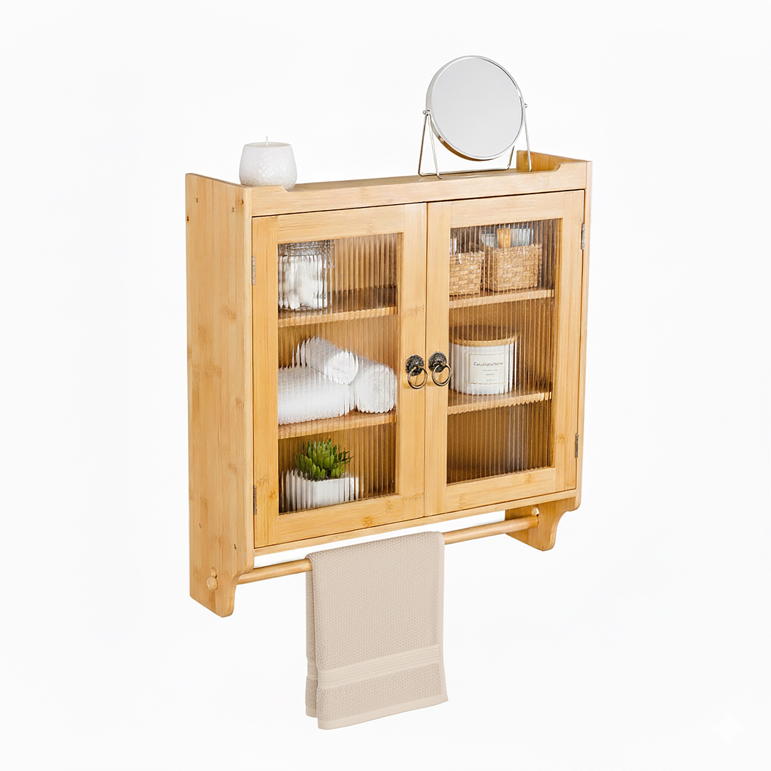 Bamboo Hanging Wardrobe In Natural - (w)60 X (h)63 X 18 Cm