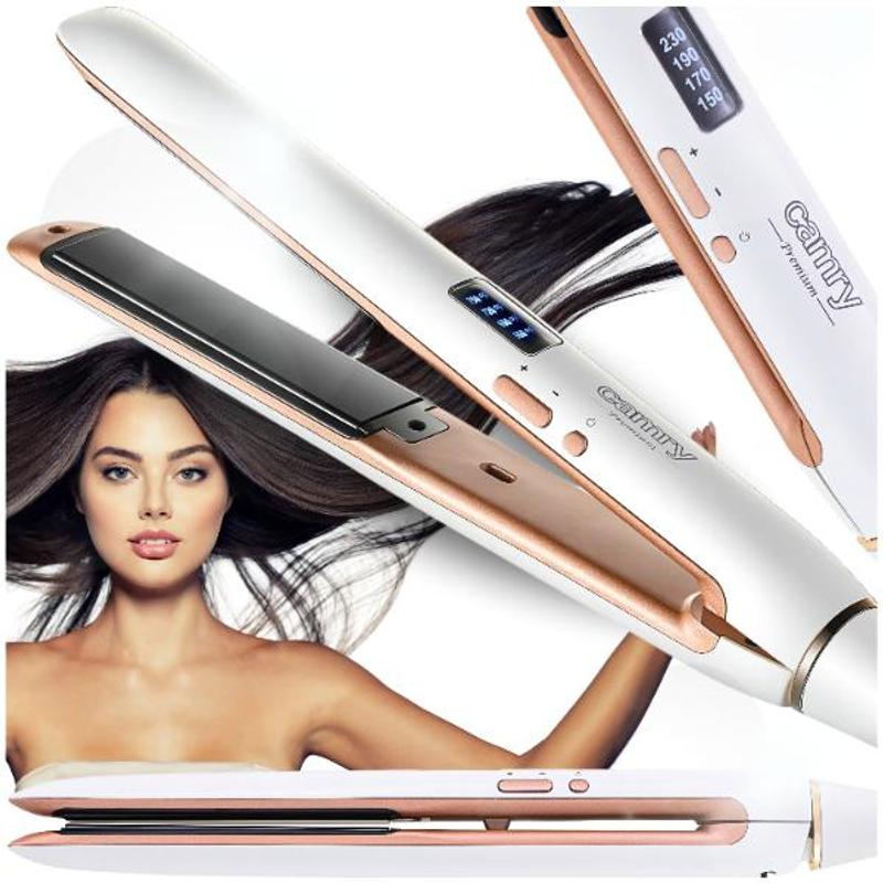 Image of Professional Hair Straightener With Tourmaline Coating - Smooth And Shiny Hair Without , 4-stage Regulation, Lock, Fast Heating, And Automatic .