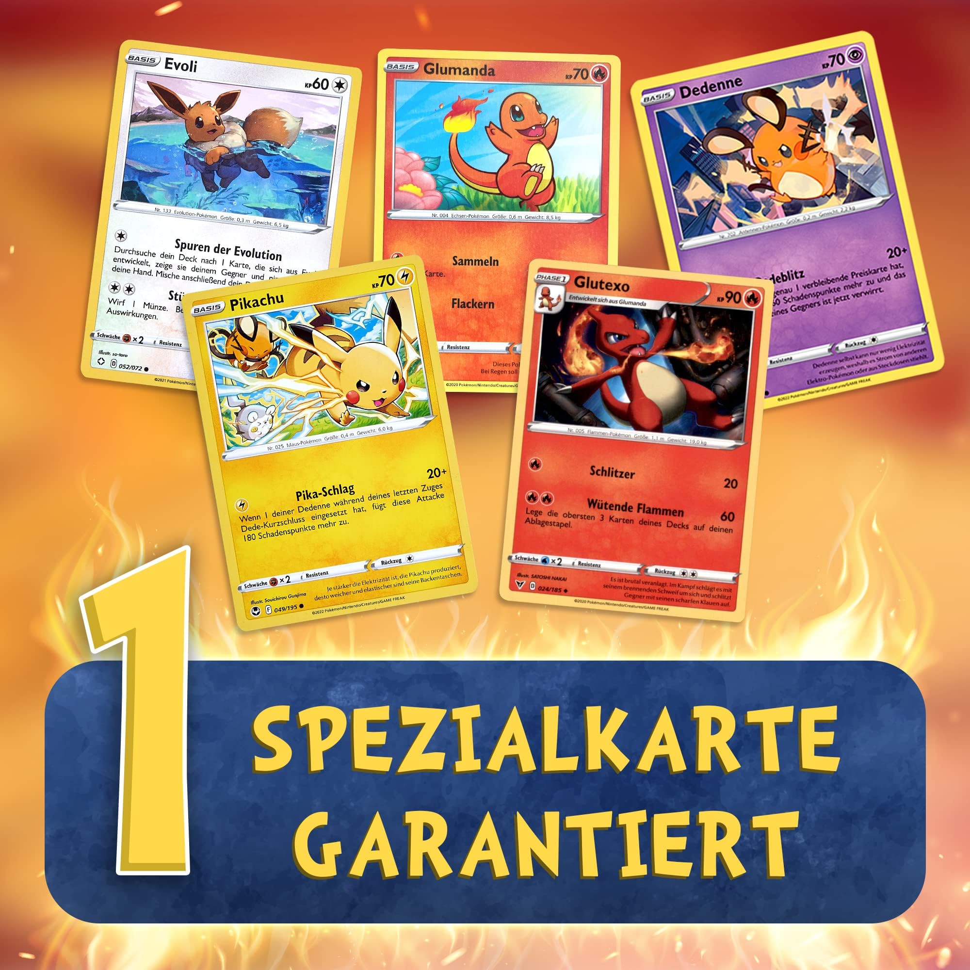 Pokemon Cards German 50 Different 3 Rare 3 Holo 1 Random Pikachu, Charmander, Dedenne Or Eevee Trading Cards Original Pokemon Cards Current Sets 100 Heartforcards® Card Guard Card Sleeves