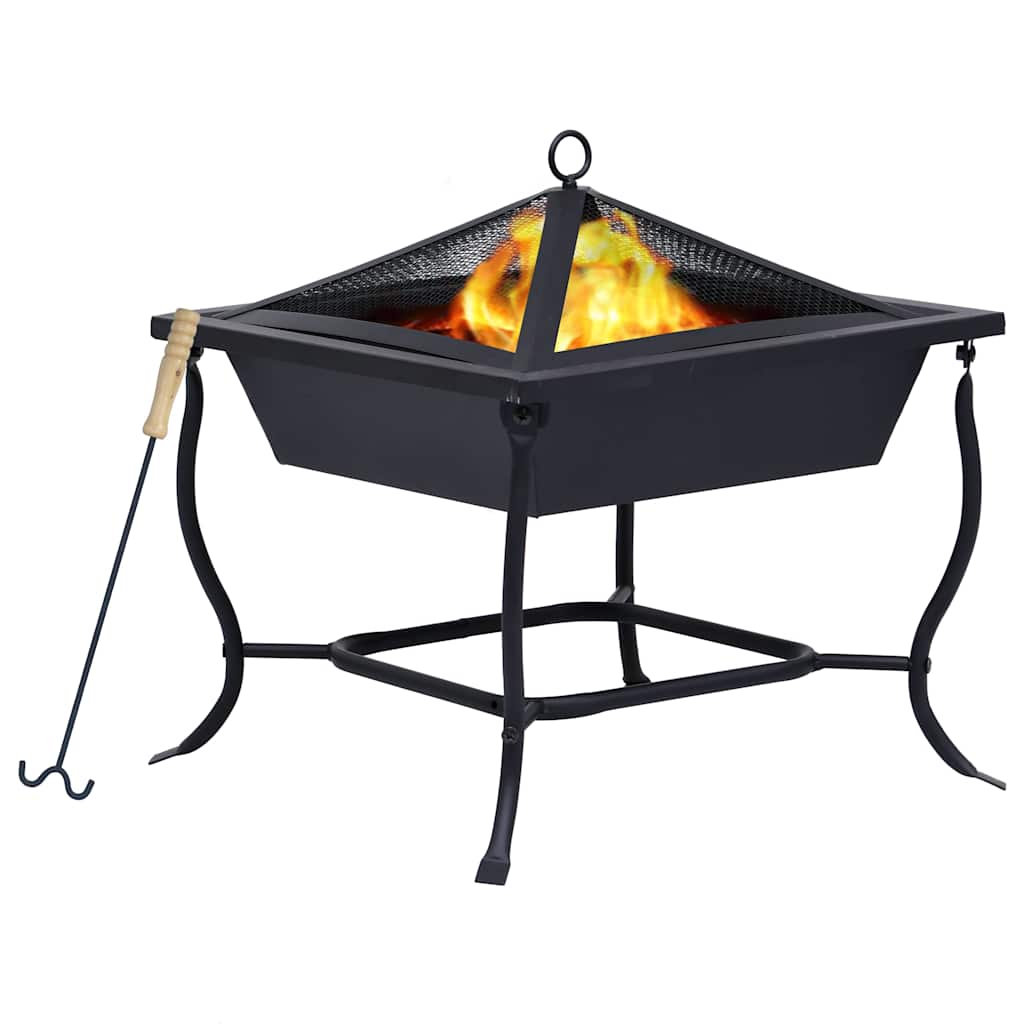 Image of Vidaxl Fire Pit, Fire Bowl, Fire Basket, Garden Fire, Patio Oven, Patio Fire, Garden Fireplace, , Black, 42x42x45cm, Steel
