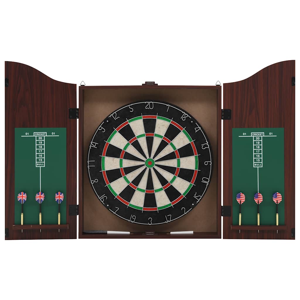 Dartboard Cabinet With 6 Darts, Steel Dart Game Set