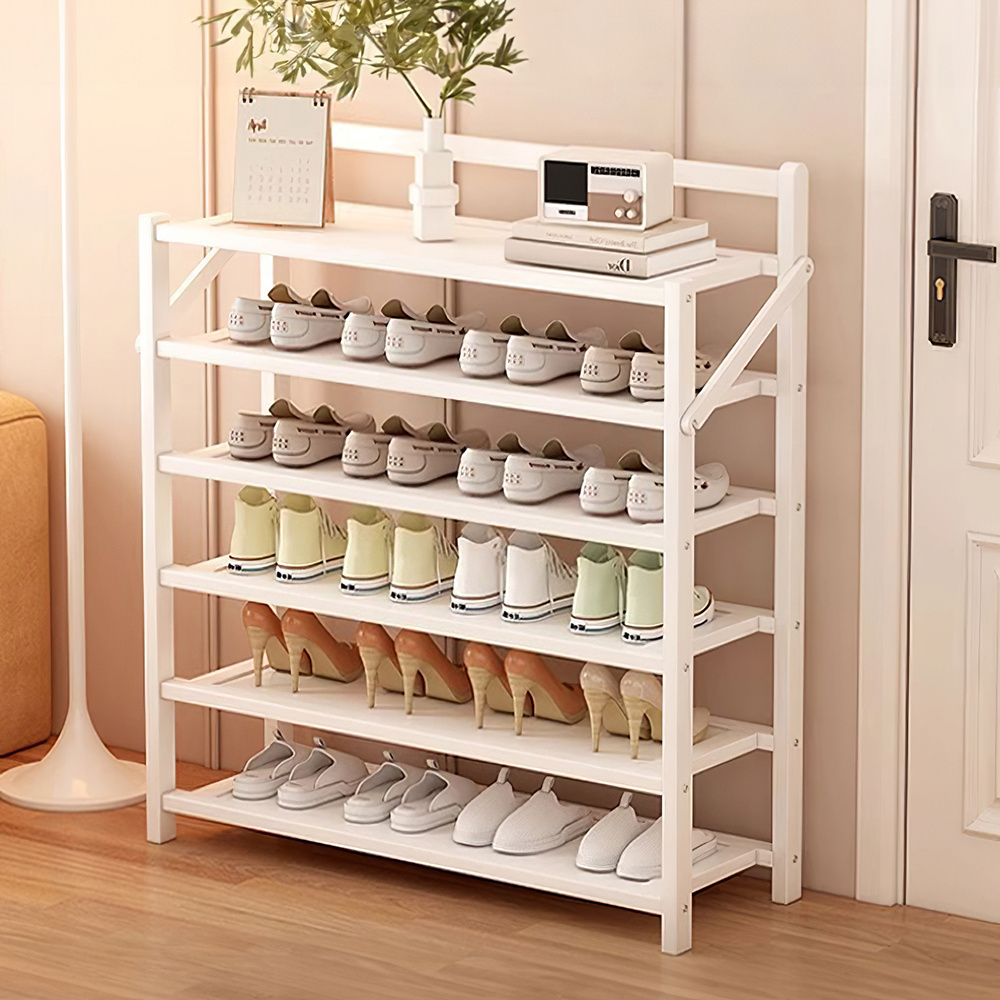 6-Tier Bamboo Shoe Rack Organizer for Space Saving
