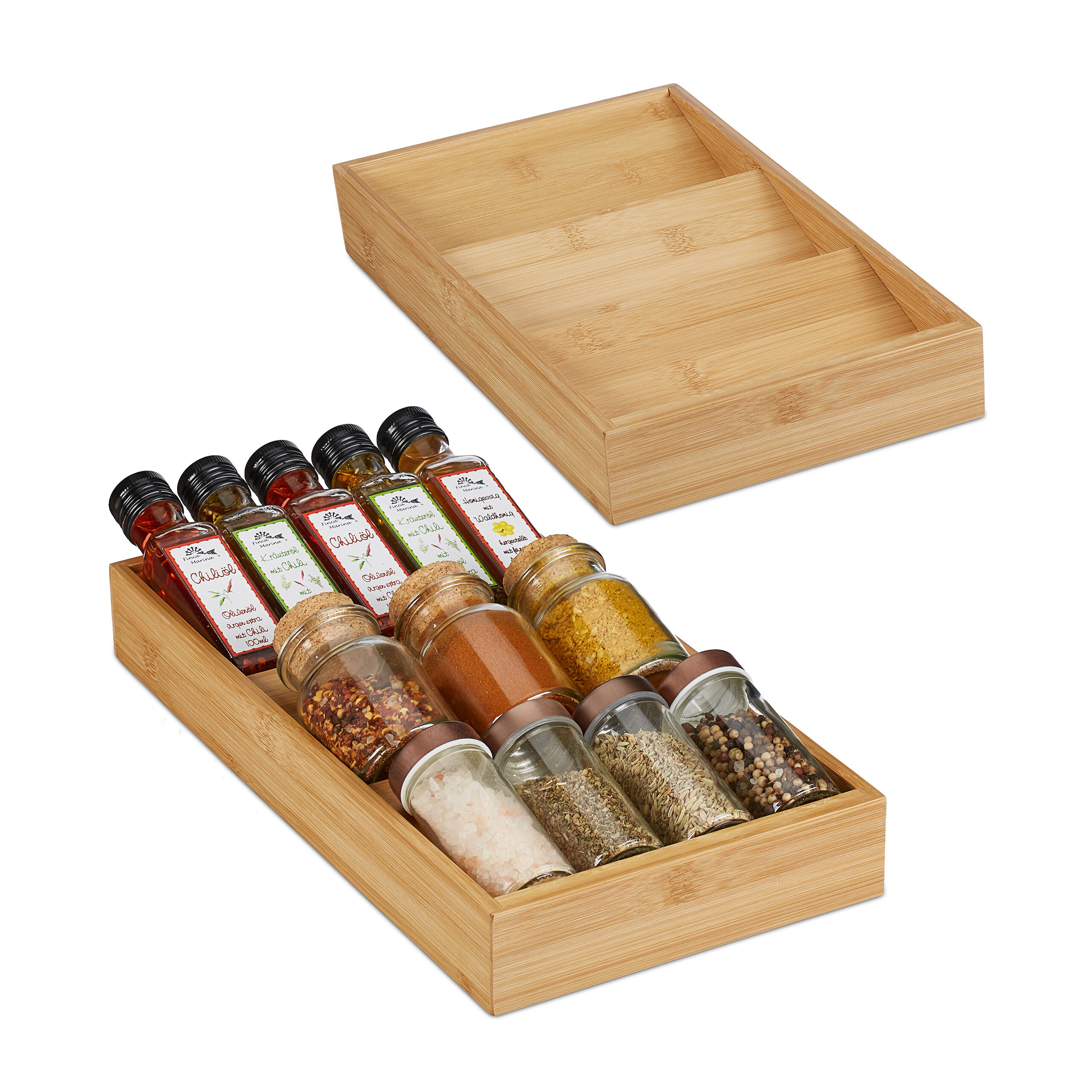 2 X Spice Rack In Natural - (w)20 X (h)5 X (d)38 Cm
