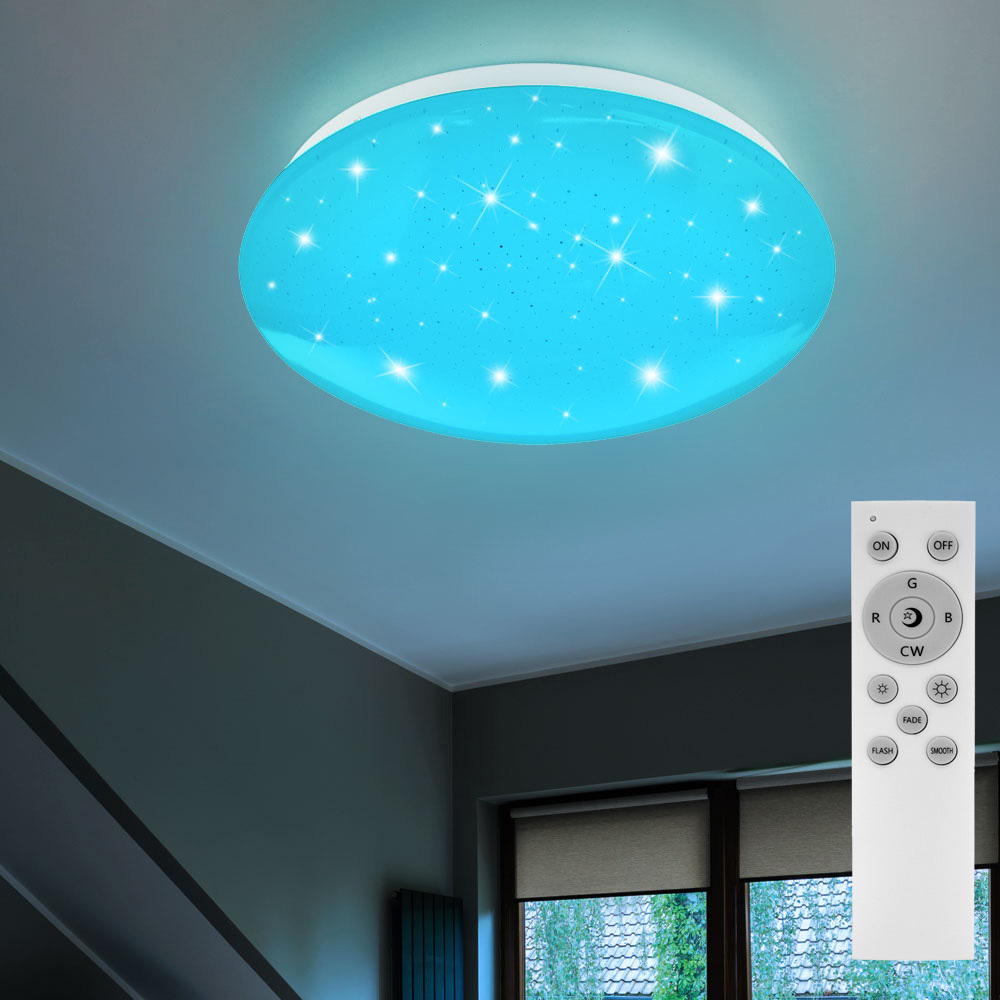 TEMU RGB LED Decken Leuchte Schlaf Zimmer Sternen Himmel Effekt Lampe FERNBEDIENUNG 48363RGB Modell 48363RGB