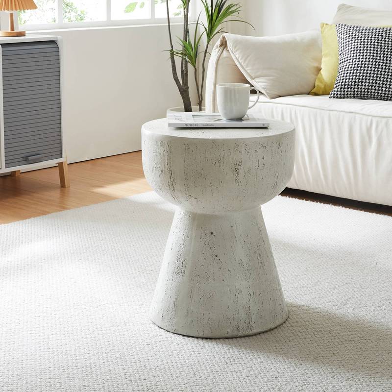 Oulvepijanse Side Table, Lightweight Concrete, Pre-assembled, 51 X 40 Cm