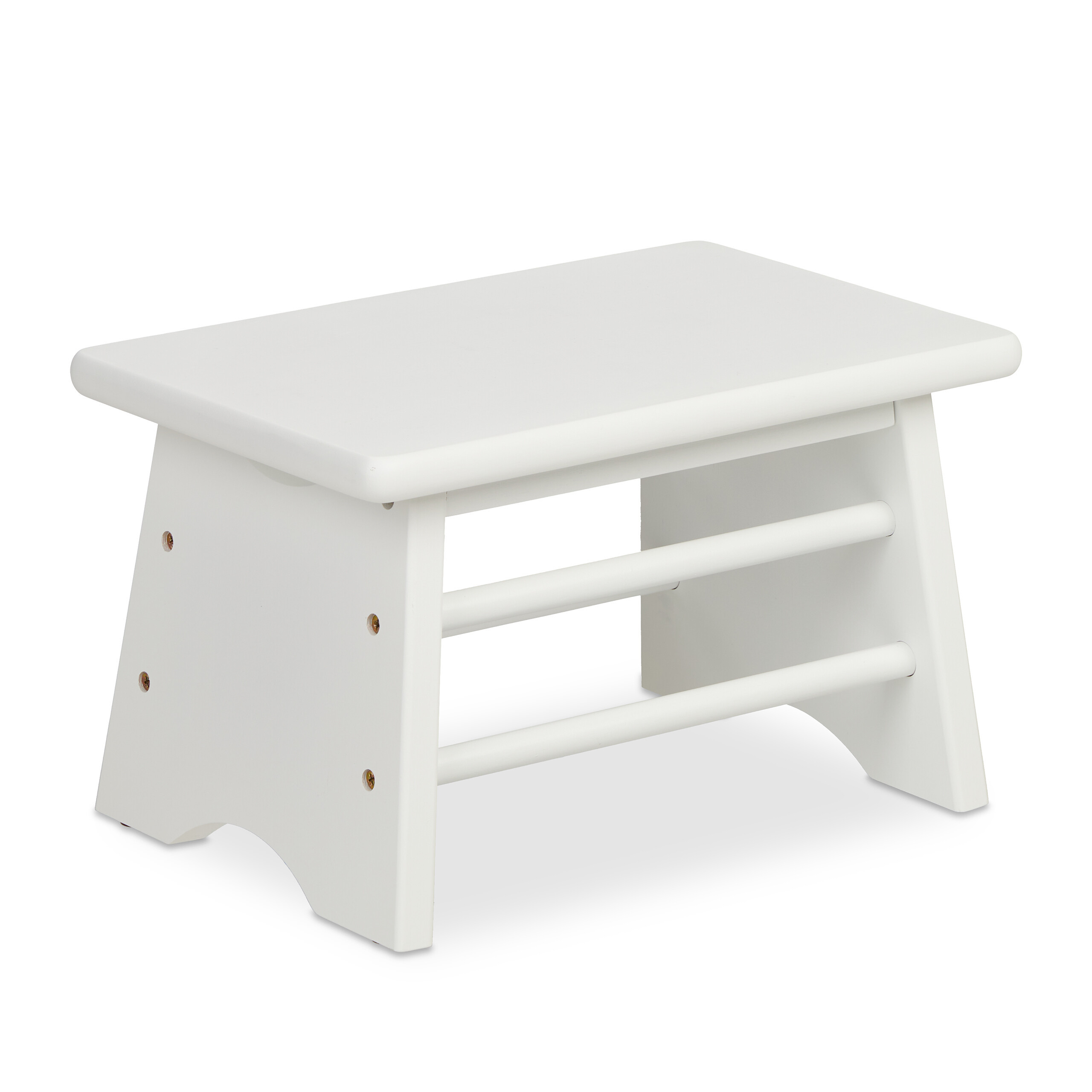 Bamboo Footstool In White