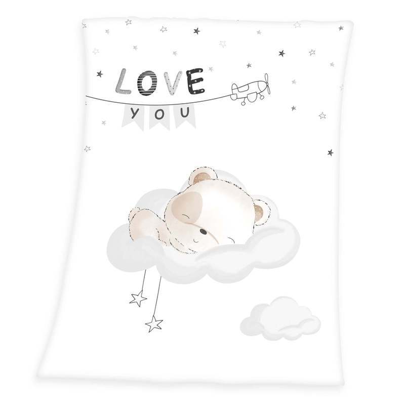 Image of Sleeping Little Bear Soft Peach Plush Blanket, 75 X 100 Cm