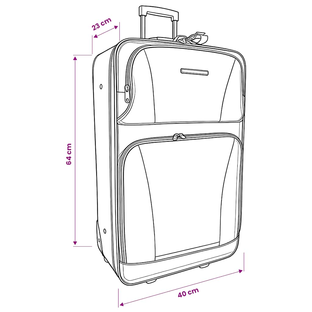 Image of 5-piece Luggage Set, Fabric With Pvc Coating, Black, Includes Trolley S/m/l, Travel Bag, And Toiletry Bag, Retractable Telescopic Handle, Travel Luggage Set