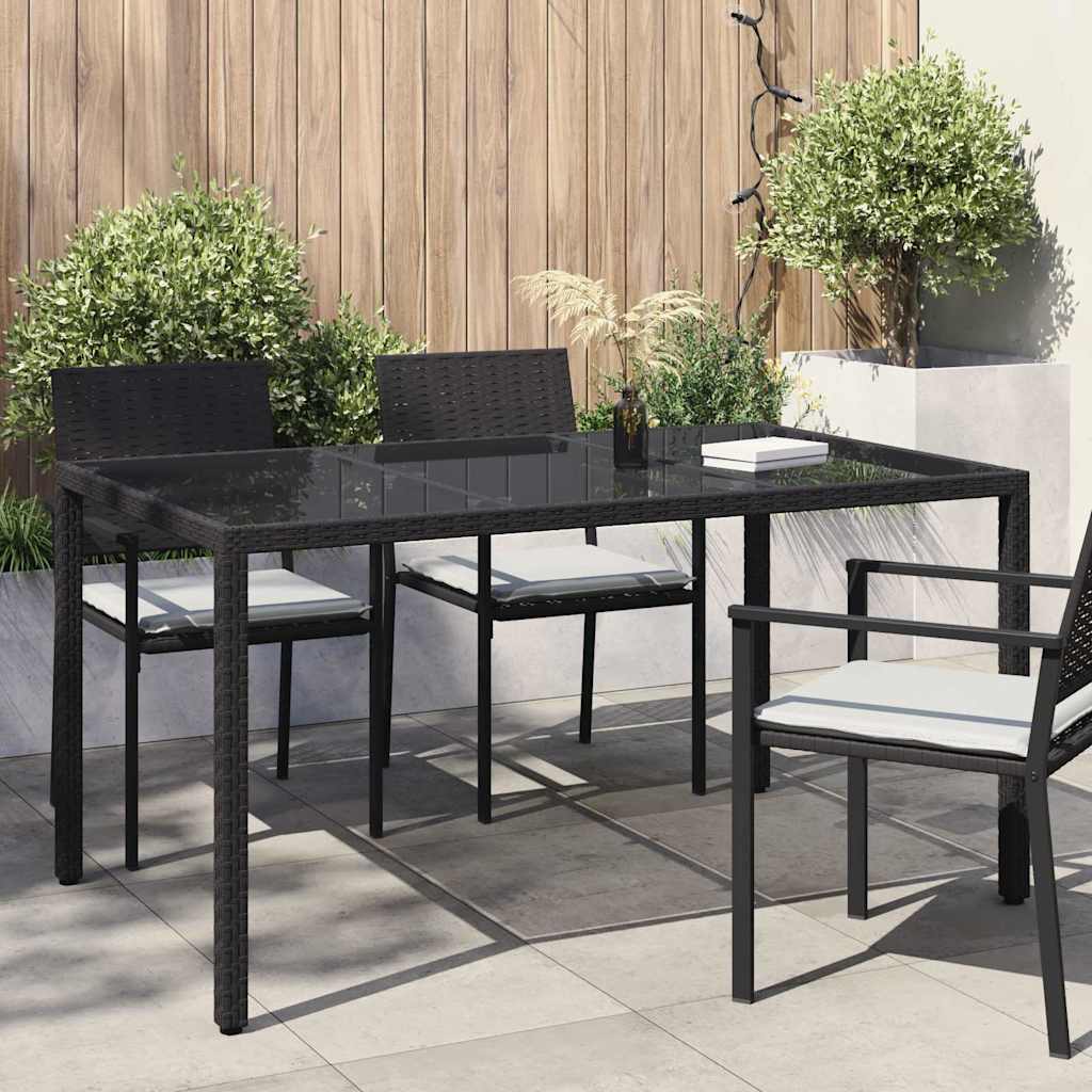 Image of Vidaxl Garden Table Black 150 X 90 X 75 Cm Poly Rattan, For Garden And Terrace, Modern Dining Table, Outdoor Furniture, Uv-resistant, Functional Terrace, Balcony Design