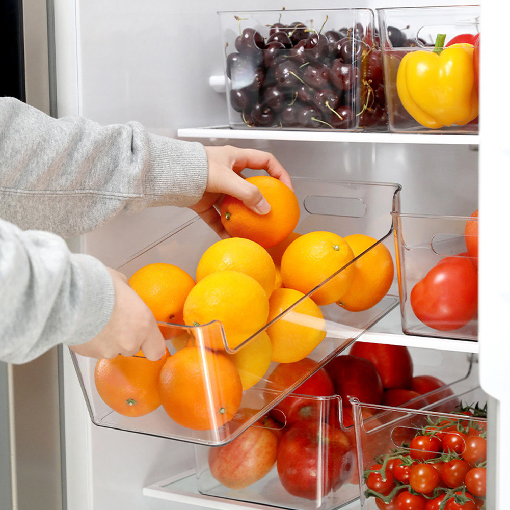 TEMU 2-piece Refrigerator Storage Box Set - Kitchen Fruit & Vegetable Fresh-keeper Containers, Dual-use Desktop Organizers, 30*20*12cm