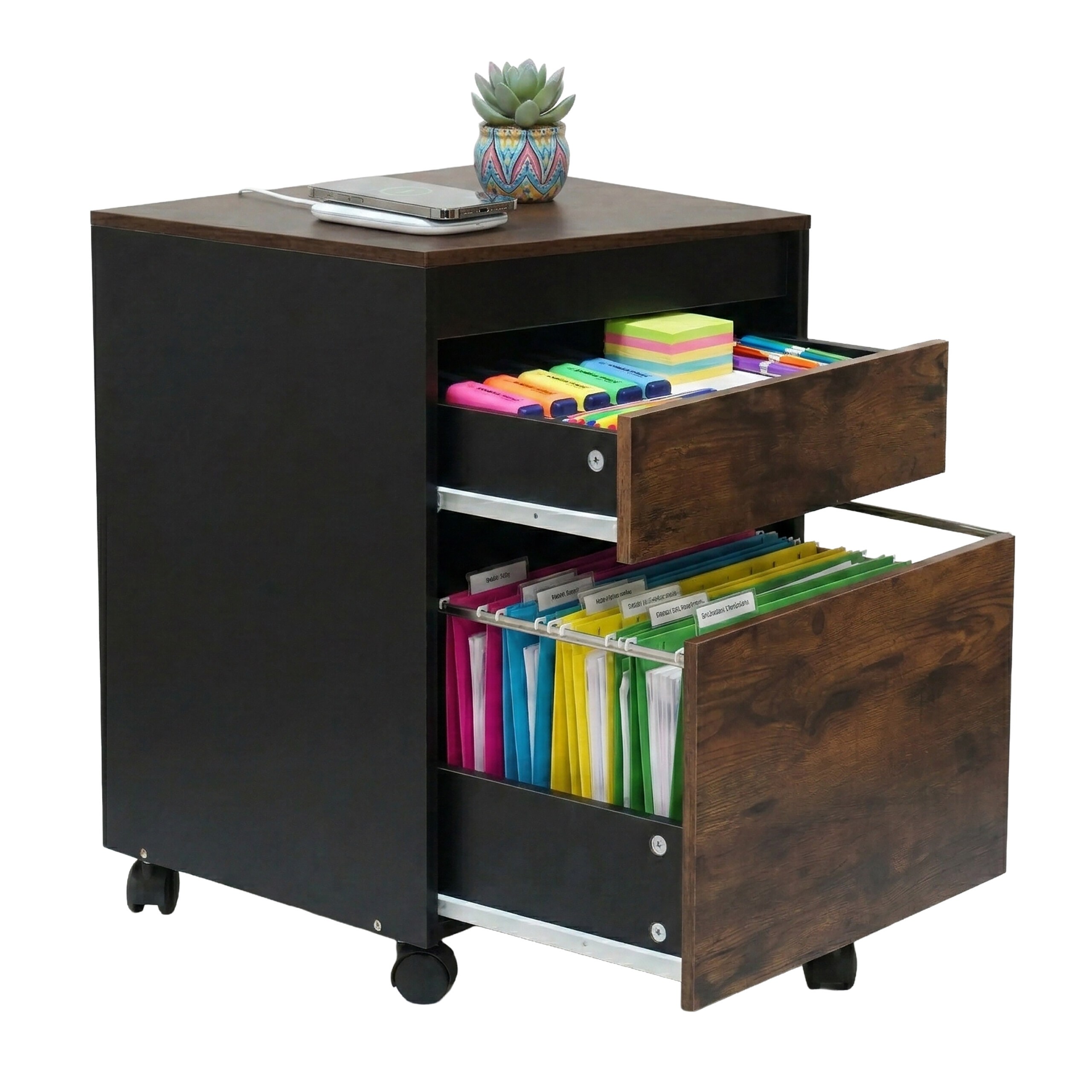 Rolling Container In Brown/ Black - (w)40 X (h)57 X (d)40 Cm