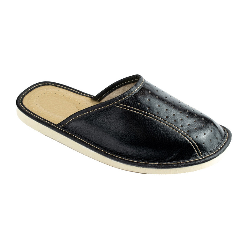 Czarne wygodne pantofle domowe, cichobiegi męskie - numer 041: retailer-supplied image