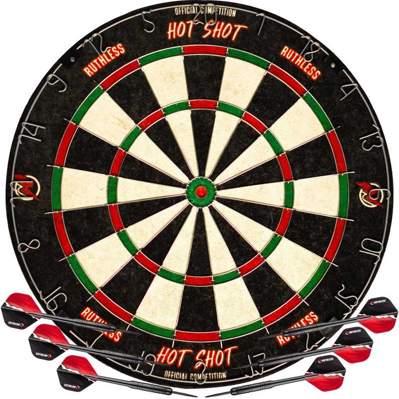TEMU Hotshot Dartboard - - Round Wire - Inc 2 Sets Of Darts