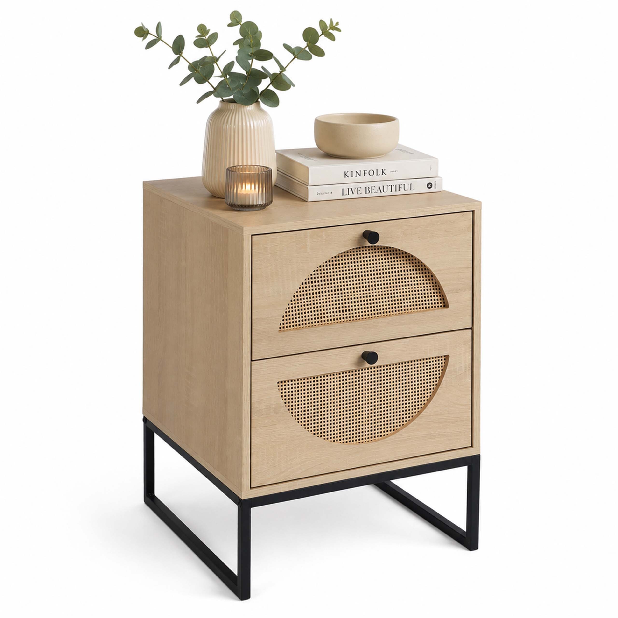 Nightstand In Natural/black - (w)40 X (h)55 X (d)40 Cm