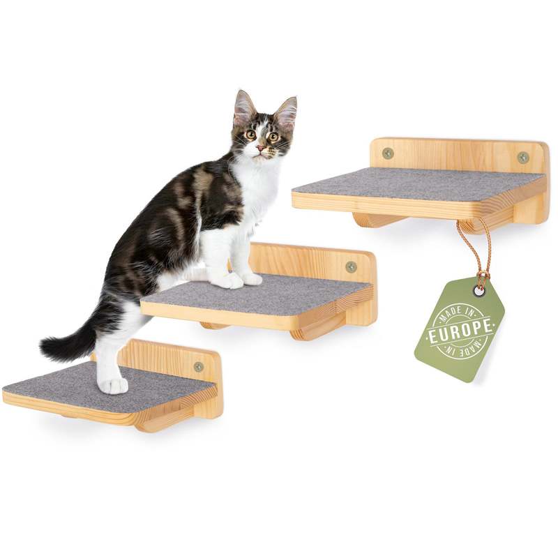Woowood® Cat Climbing Wall | 3-piece Cat Stairs Set | Wall-mounted Cat Staircase | Cat Climbing Wall Set | Cat Ladder | Cat Wall Climbing | For Cats | Xl