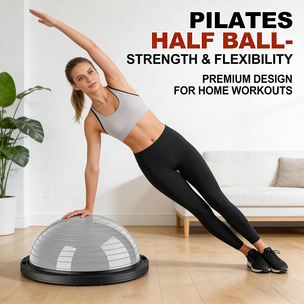 Image of Half Balance Dome Trainer, Pilates Half Stability Ball With Resistance Bands, Home Exercise Equipment For Core Workout, Yoga, Sit‑ups And Full‑