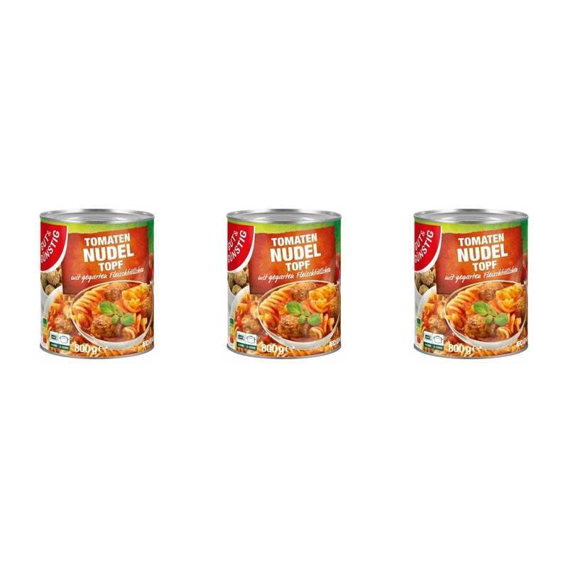 Image of Gut&günstig Tomato Noodle Pot With Meatballs – 3 X 800 G (2400 G)