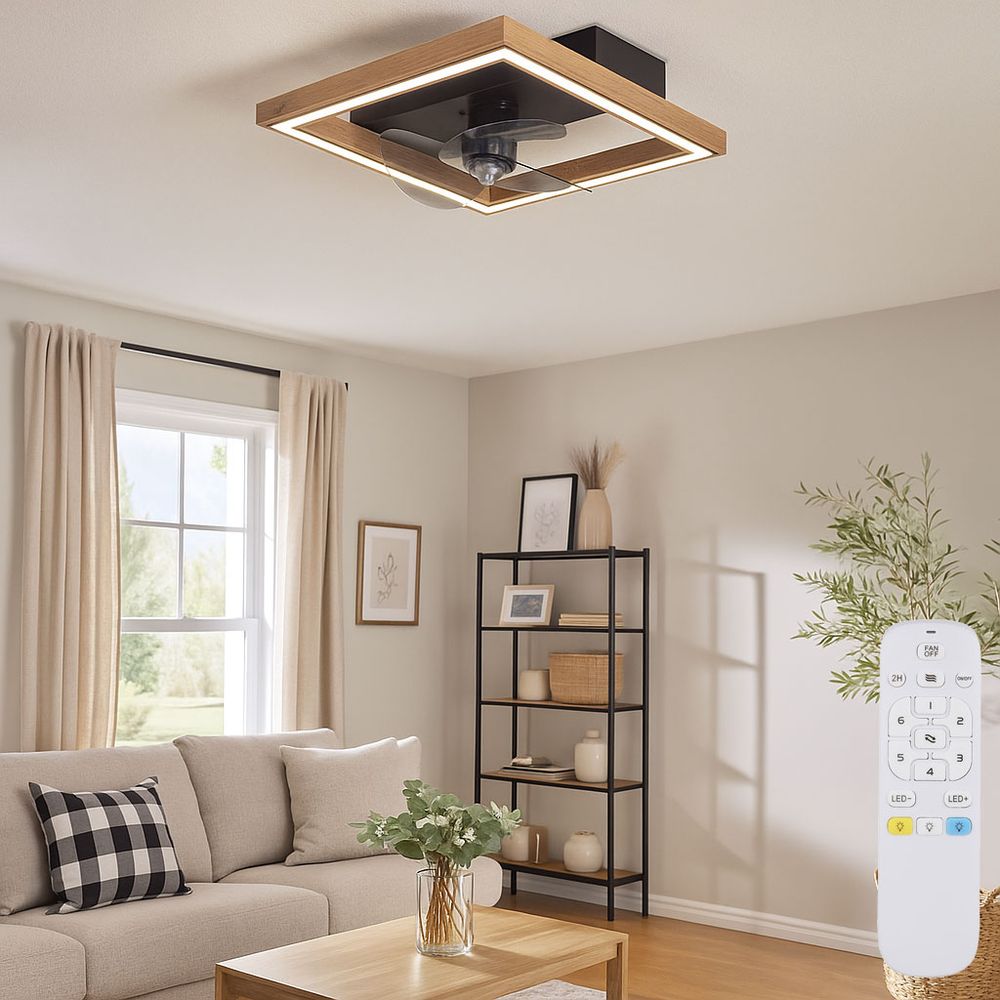 Ceiling Fan With Light, Dimmable Led Fan With Remote Control, 6 Speed Settings, Summer/winter Mode, 24w 1000lm Warm White-cold White, Lxh 44 X 13.5 Cm