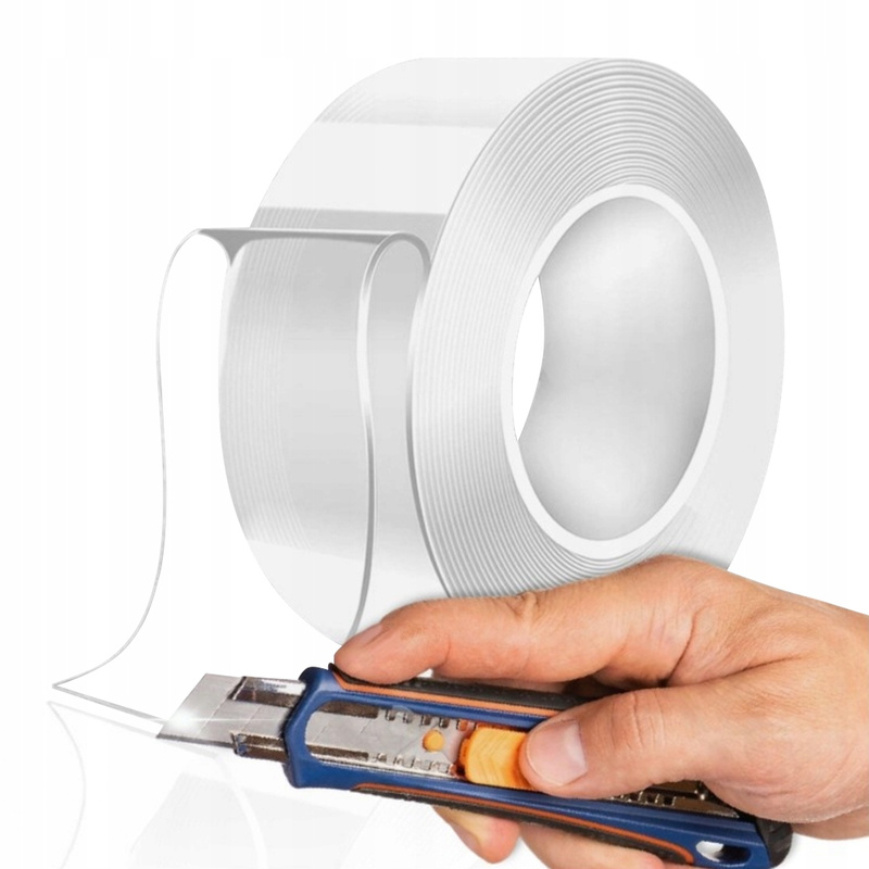 Image of Long Double-sided Strong Adhesive Tape 5m Nano - Reusable, Transparent, Waterproof, Leaves No Residue, Flexible, Ideal For Mounting Pictures, Organizing Cables And Decorating At Home And Outdoors