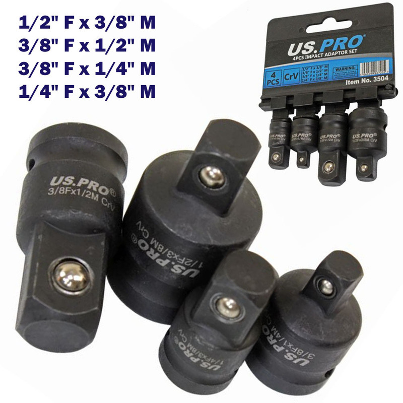 TEMU Us Pro 4pcs Impact Socket Adaptor Set Step Up Step Down Reducers Adapters