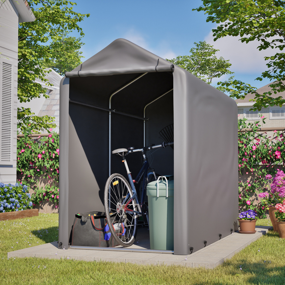 Image of Dark Tent 187x100x160 Cm | Sturdy , Weatherproof | Suitable As A Bike Shelter, Tool Shed, Garden Shed | Ideal For Balcony, Terrace, Yard, | Easy Assembly, & Durable