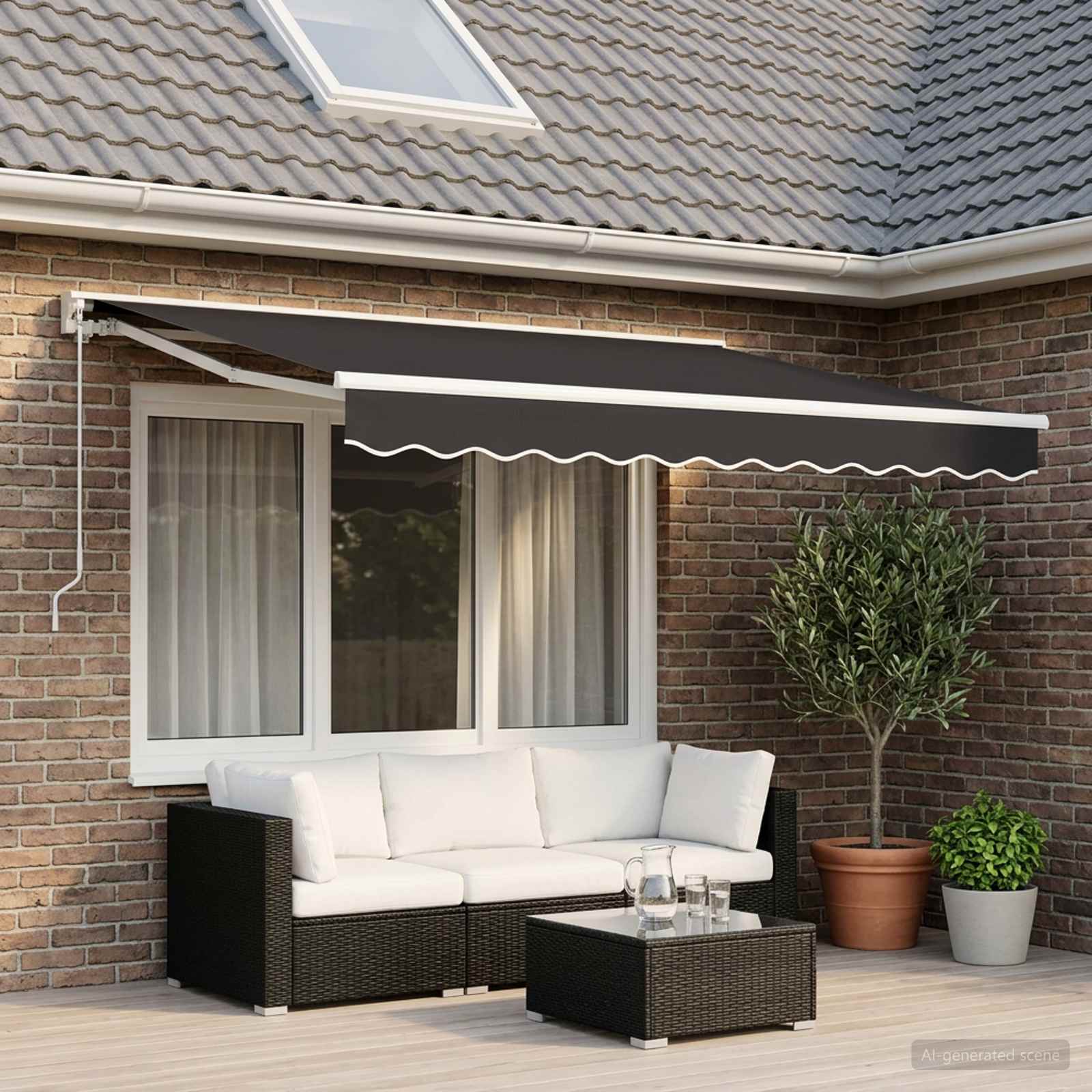 Replacement Awning Fabric 3.5x2 M Polyester, Patio Awning Replacement With Valance, Outer Fabric 100% Polyester, And Easy To Care For