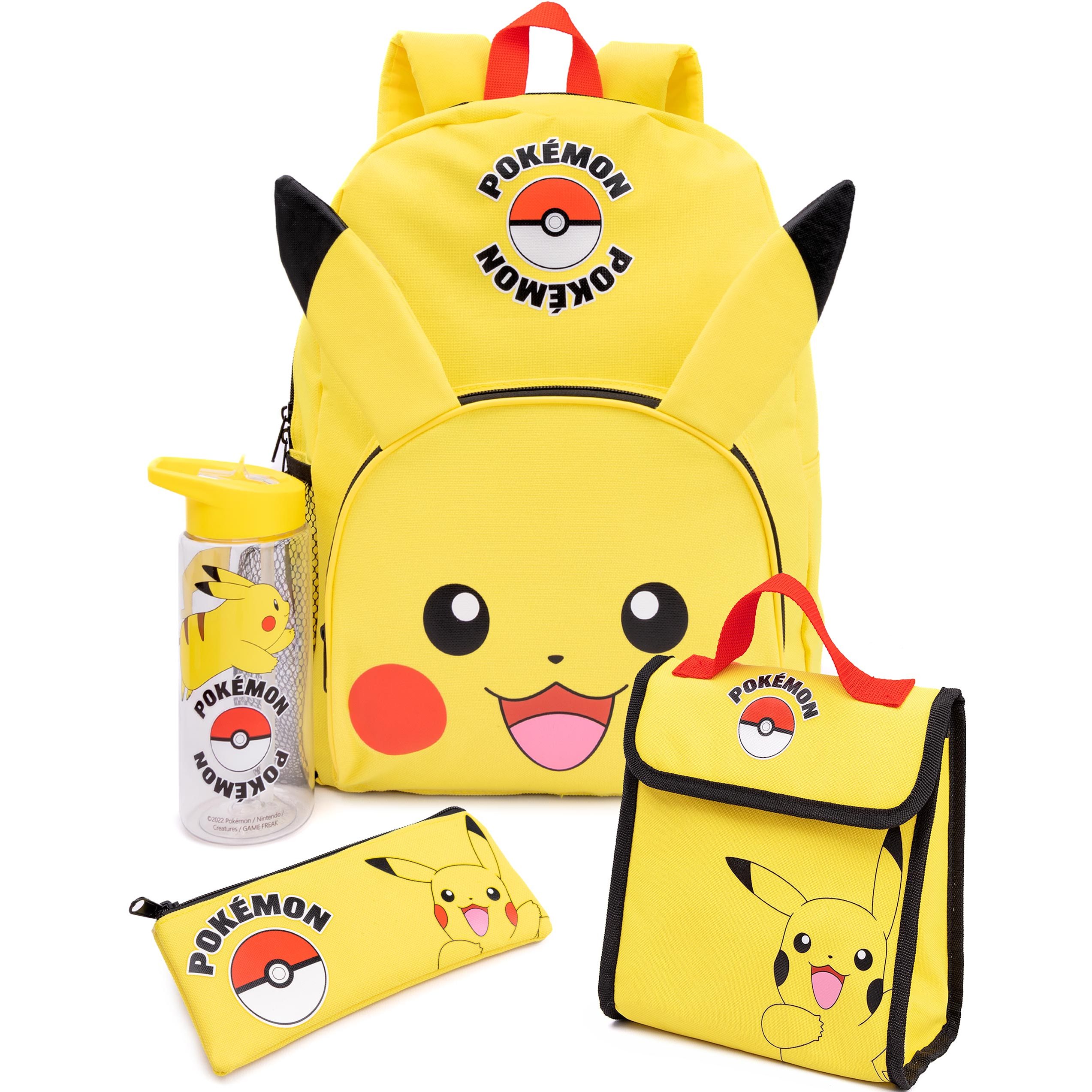 TEMU Backpack For Kids | Pikachu Merchandise Girls Boys 3d Ears School Rucksack, Pencil Case, Water Bottle
