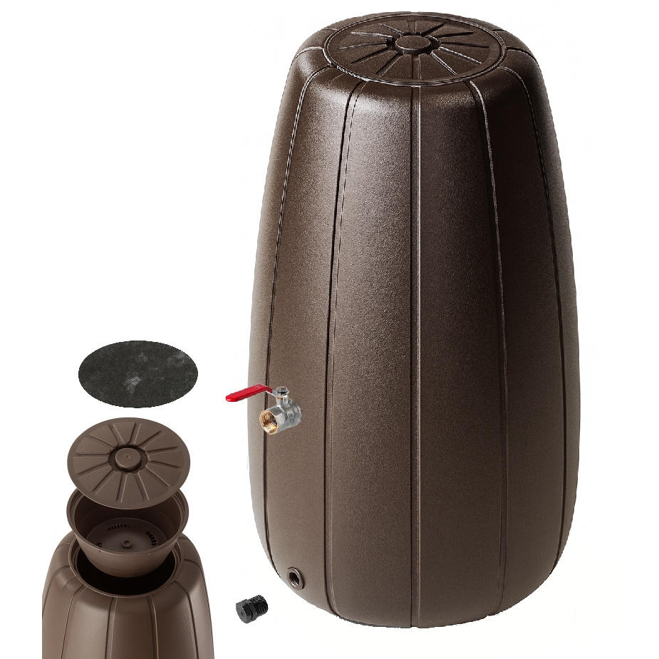 Rainwater Collection 200l With Tap And Planter 2-in-1, Brown, Practical Container For Garden And Terrace