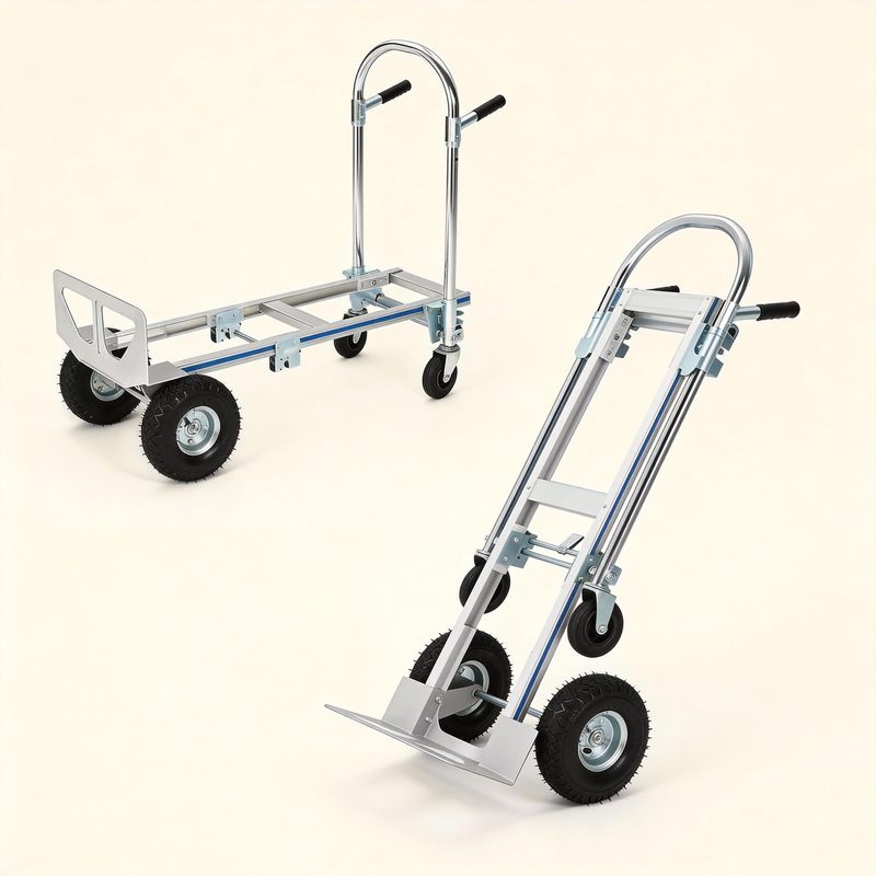 Garvee 2 In 1 Aluminum Hand Truck Dolly, Convertible Heavy Duty Folding Hand Truck With Wheels, Utility Cart To Platform Cart, Multi-position Dolly Platform Hand Cart, 318kg Load Capacity
