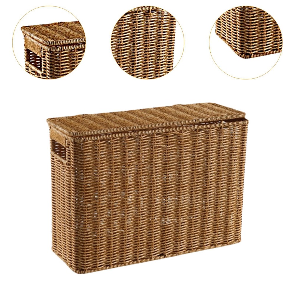 Narrow and Tall Woven Storage Box for Newspapers & Magazines