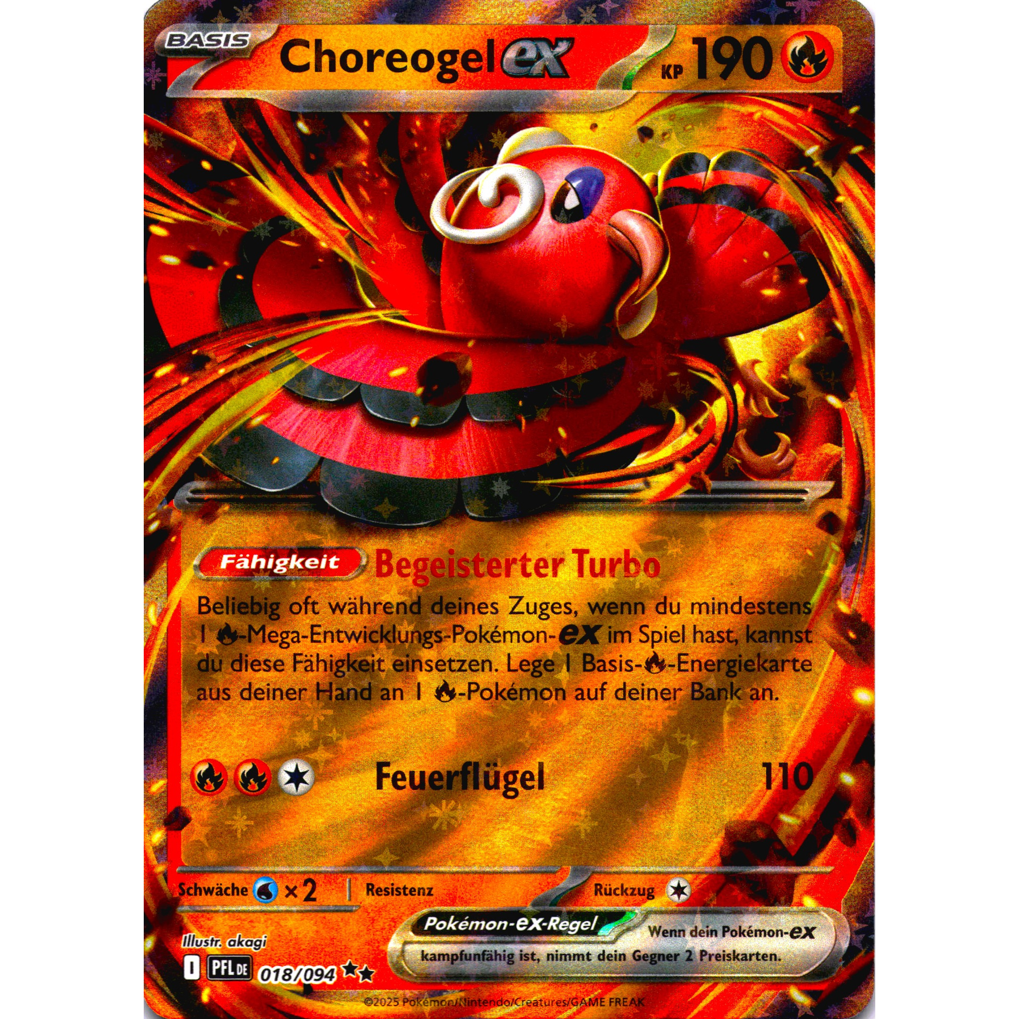 Pokémon Tcg Card - Choreogel Ex - Ultra Rare - German Version - 190 - Near Mint