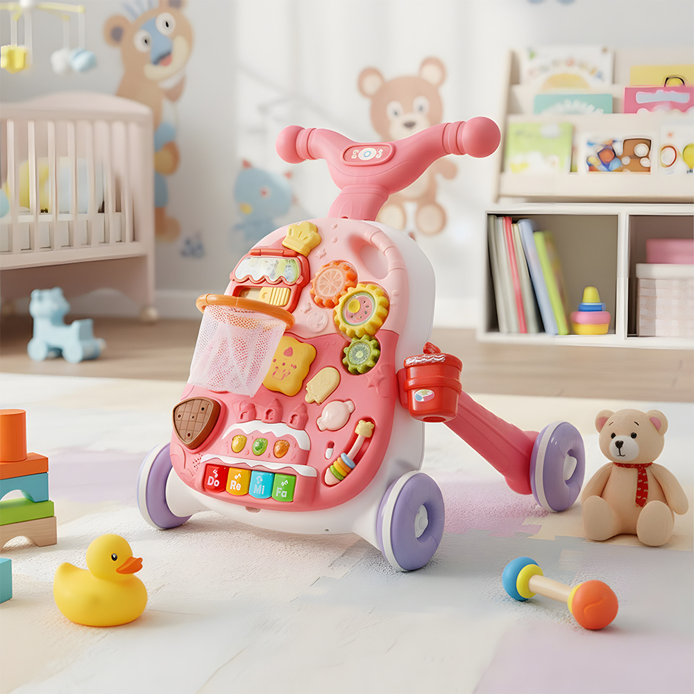 2 in 1 Baby Walker and Stroller with Anti-Roll Feature