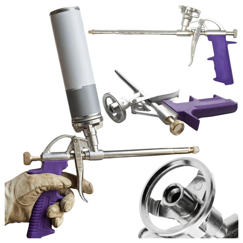 Image of Metal Foam Caulking Gun, Solid Adjustable Foam Dispenser For Mounting Foam