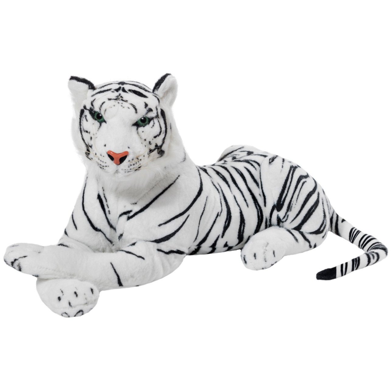 Brubaker Tiger - Lying Stuffed Animal Plush Toy - White