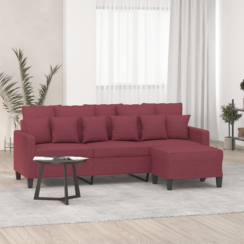 Vidaxl 3-seater Sofa With Ottoman, Living Room Lounge Couch With Footstool