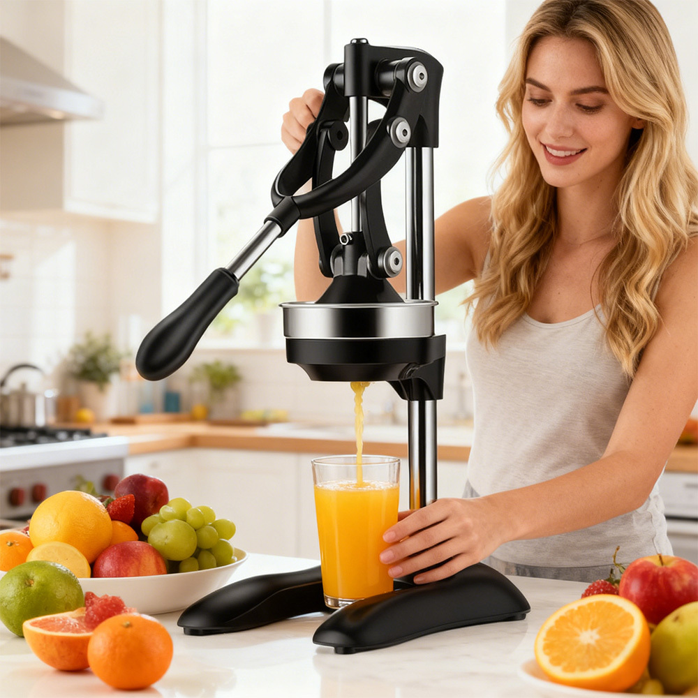 Image of Stainless Steel Manual Hand Press Juicer, Heavy Duty Cast Iron Lever Squeezer , Citrus Extractor For Orange Lemon Lime Pomegranate Home Bar Commercial Use