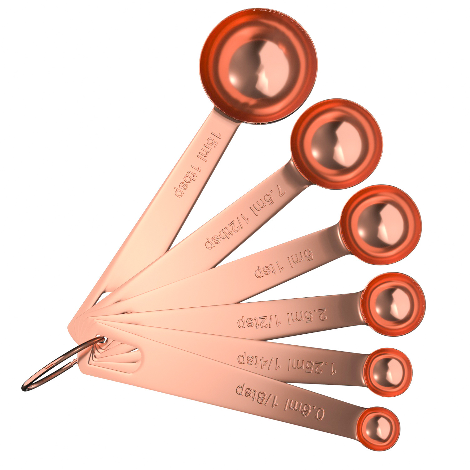 Image of 6pcs Measuring Spoon Set Made Of Stainless Steel In Rose Golden - - 1/8 Teaspoon - Measuring Spoon For Measuring Dry And Liquid Cooking And Baking Ingredients