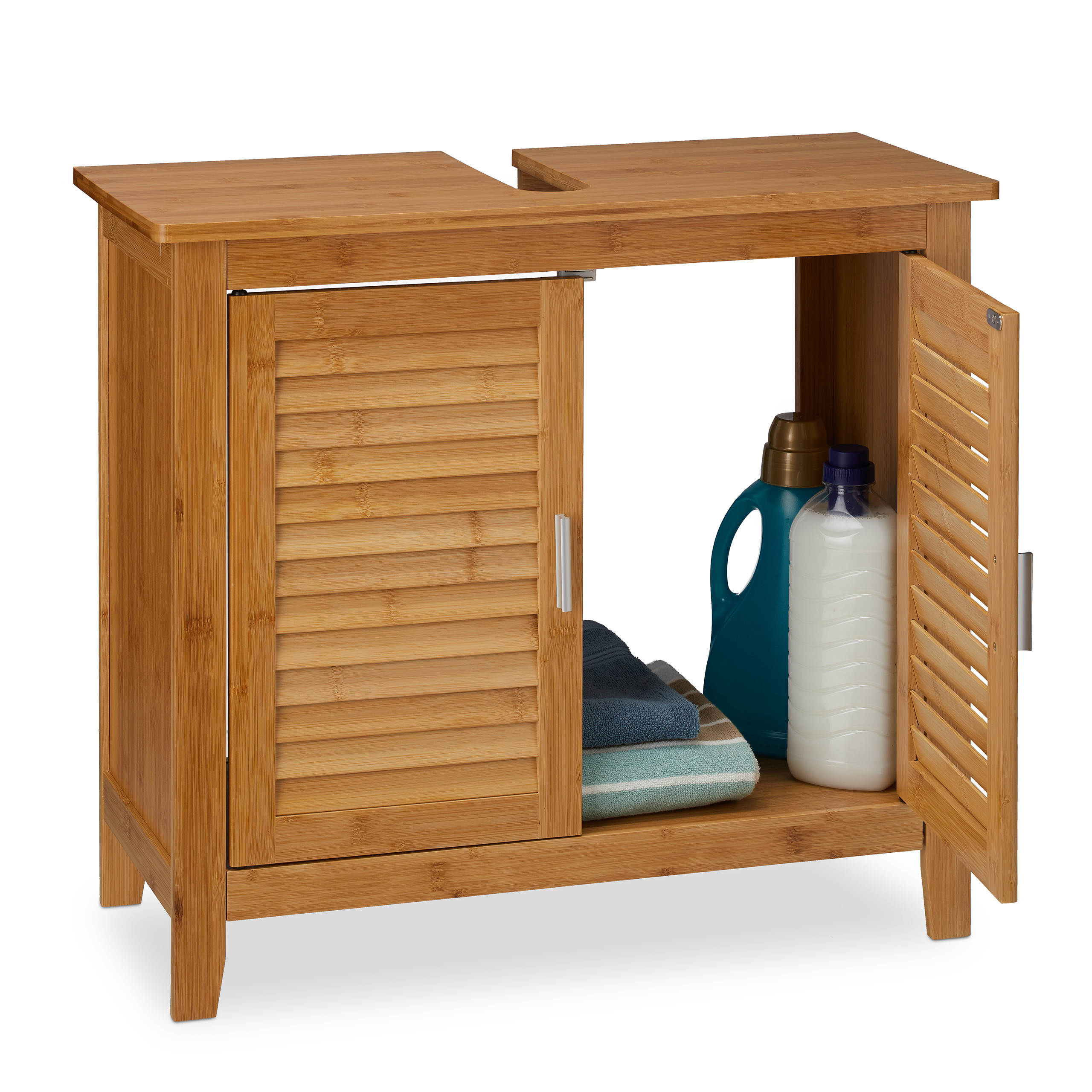 Lamell Undermount Washbasin Cabinet In Natural - (w)67 X (h)60 X (d)30 Cm