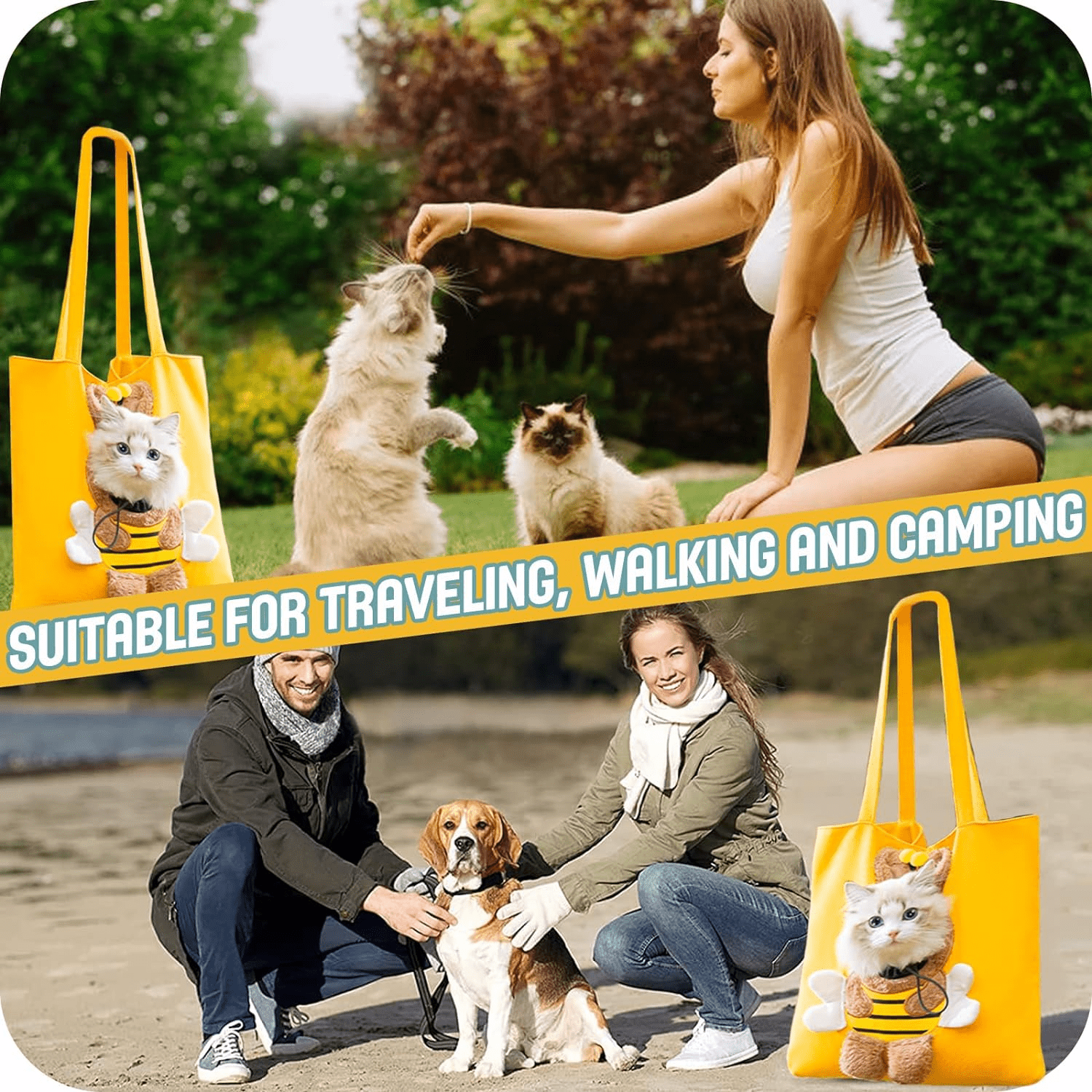 Geantă de transport pentru animale de companie, tip rucsac, din pânză – Geantă de călătorie drăguță și confortabilă