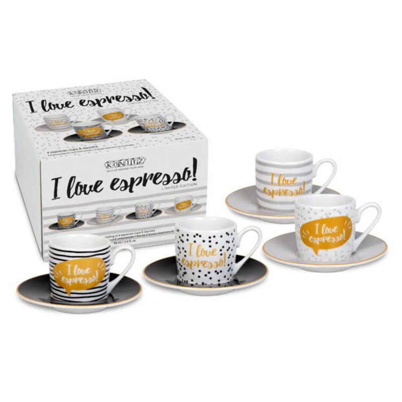 Espresso Cup & Saucer 4pcs Set Love - 0.09l