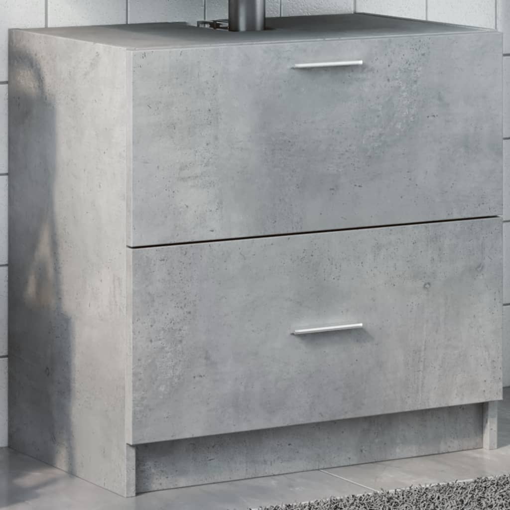 Image of Vidaxl Sink Cabinet, Bathroom Vanity Cabinet With Storage, Concrete Gray Wood Composite