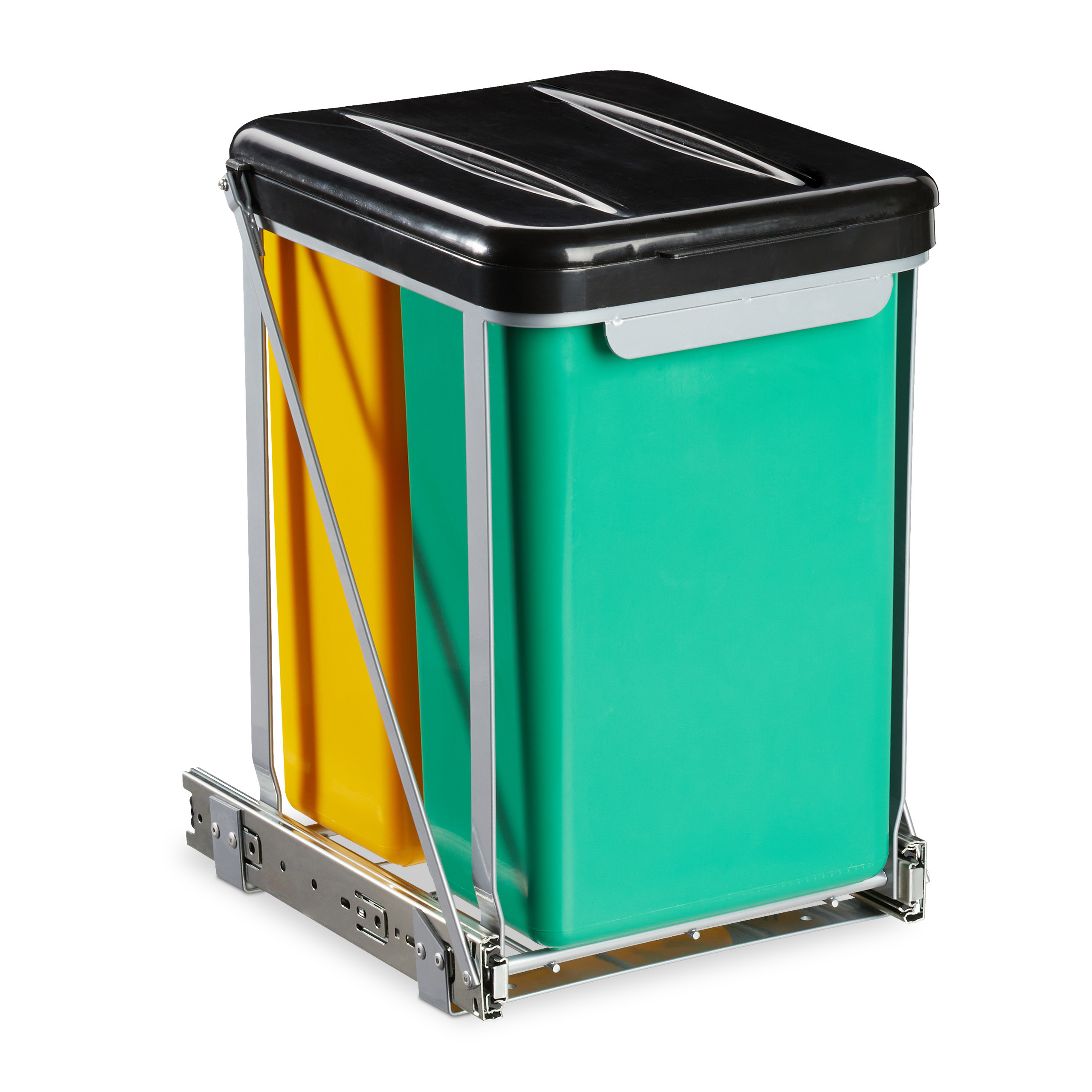 Built-in Trash Can With 2 Compartments In Black